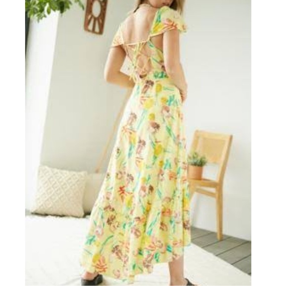 Urban Outfitters Yellow Seashell Strappy Back Midi Dress - Picture 2 of 10